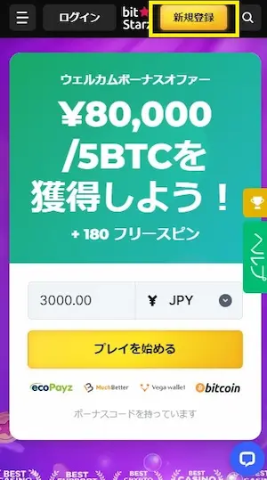 ビットスターズ 登録