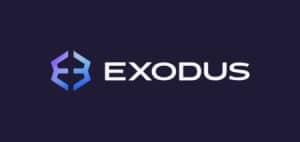 Exodus Wallet logo med m?rk bakgrund.