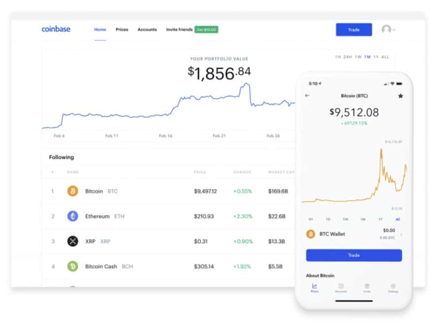 Coinbase can be accessed both as a desktop and a mobile application. Both feature user-friendly interfaces.