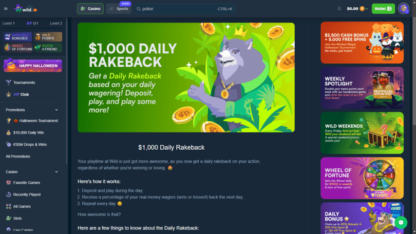 Wild.io Daily Rakeback